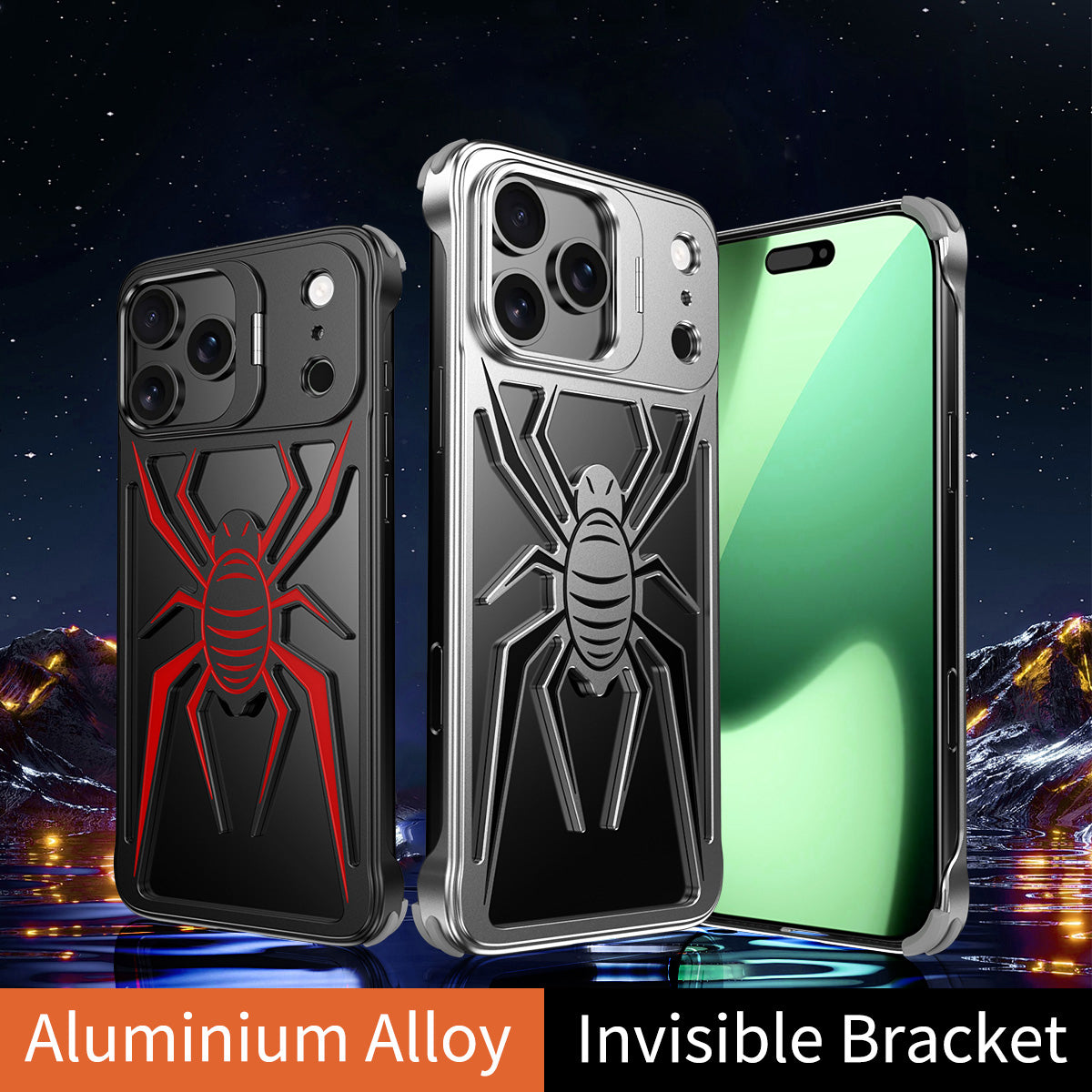 Armor King Spider Aluminum Alloy Lens Kickstand Shockproof Metal Case Cover