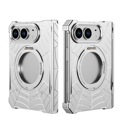 Armor King Spiderweb MagSafe Pivot Ring Stand Shockproof Frameless Metal Case Cover