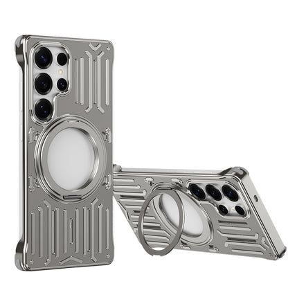 Armor King Mecha MagSafe Pivot Ring Stand Air Cushion Shockproof Metal Case Cover