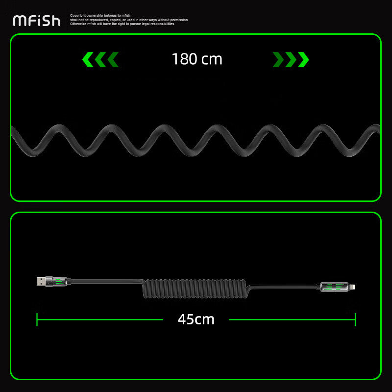 Mfish Armored Dragon I 240W USB-A+Type-C to Lightning+Type-C 4-in-1 Elastic Data Cable Charging Line
