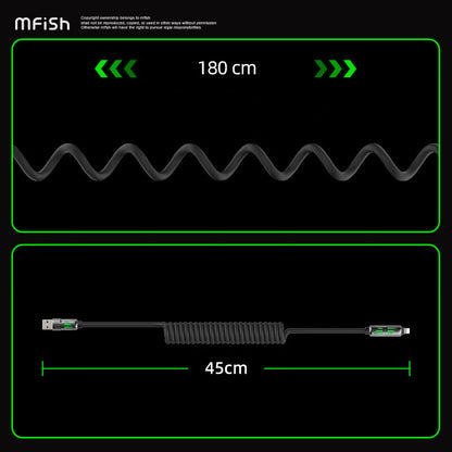 Mfish Armored Dragon I 240W USB-A+Type-C to Lightning+Type-C 4-in-1 Elastic Data Cable Charging Line