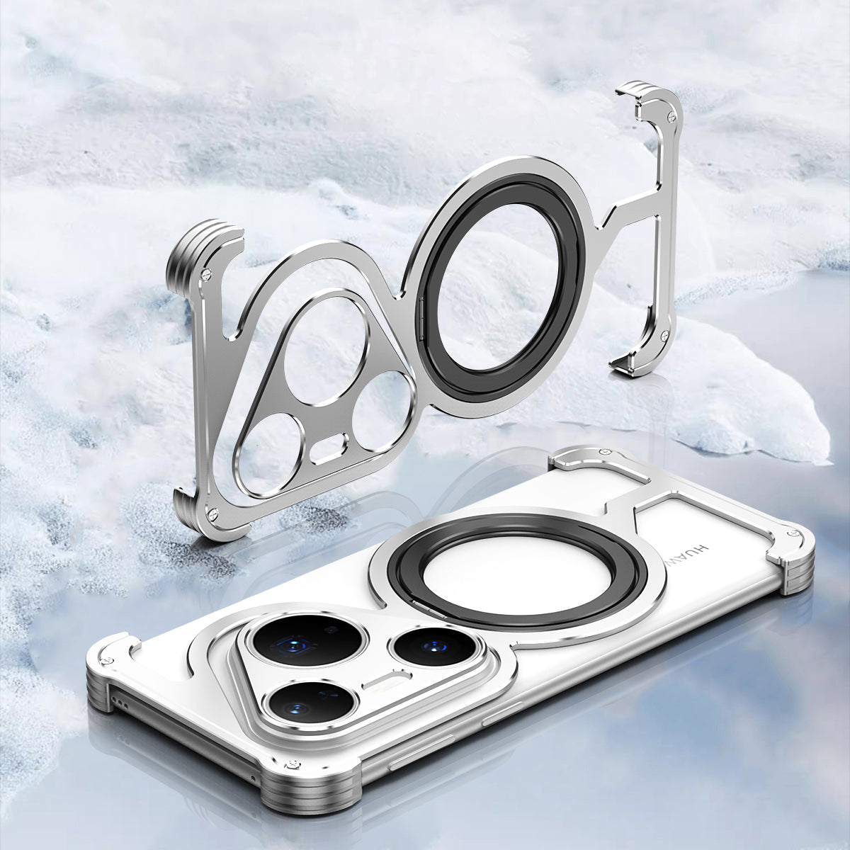 iy Bicolor Armor MagSafe Aluminum Alloy Kickstand Shockproof Metal Case Cover