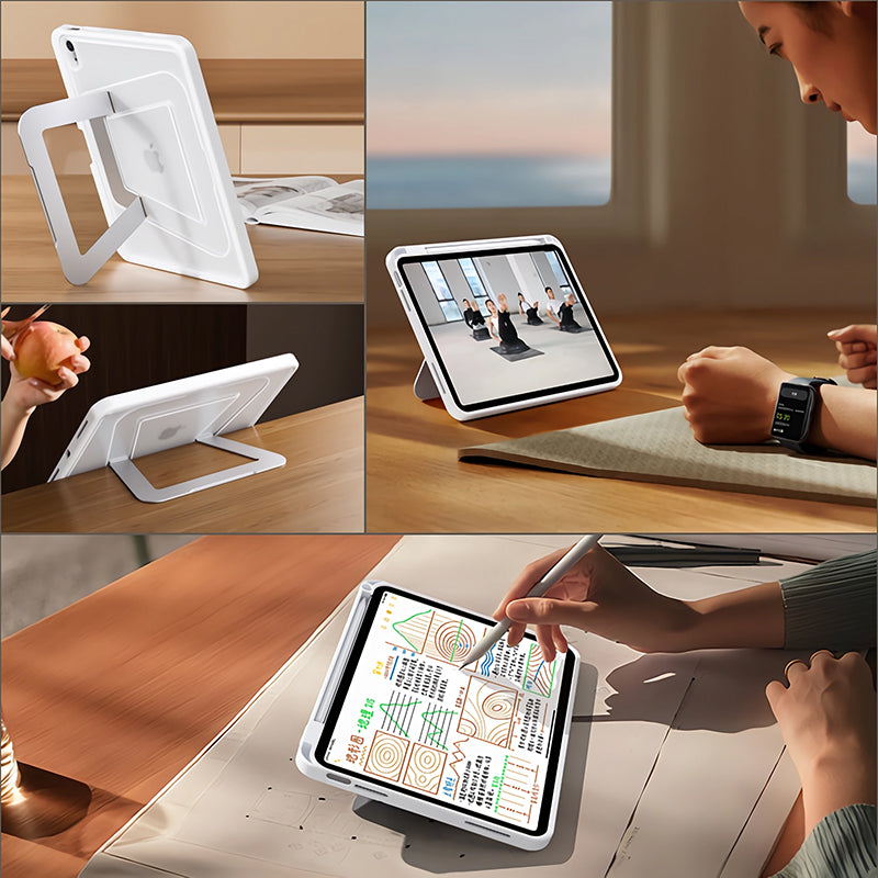 Armor King Double Aluminum Alloy Pivot Kickstand Acrylic + TPU Anti-bending Shockproof Case Cover for Apple iPad