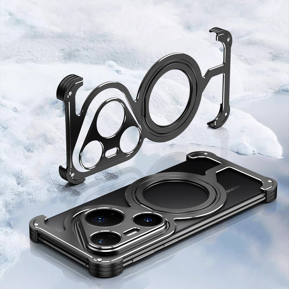 iy Bicolor Armor MagSafe Aluminum Alloy Kickstand Shockproof Metal Case Cover