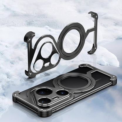 iy Bicolor Armor MagSafe Aluminum Alloy Kickstand Shockproof Metal Case Cover