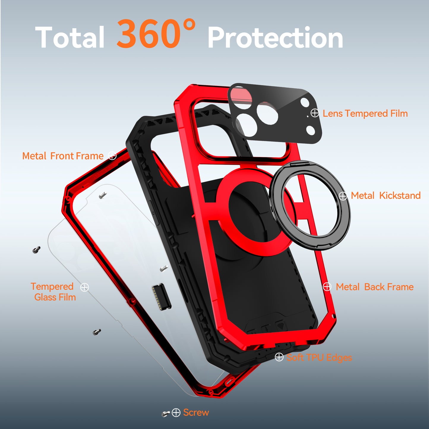 R-Just Kickstand IV MagSafe Lens Protector IP67 Metal Outdoor Military Heavy Duty Case Cover