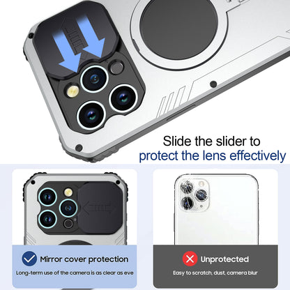 R-Just MagSafe Lens Protector Kickstand Military Heavy Duty Metal Case