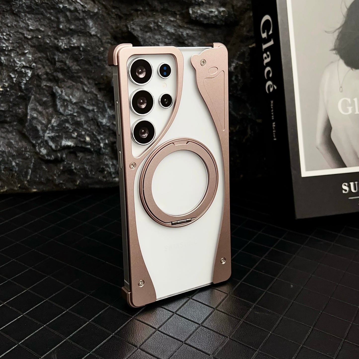 Armor King Stoat Bezel-less MagSafe Transparent PC Back Shockproof Metal Case Cover