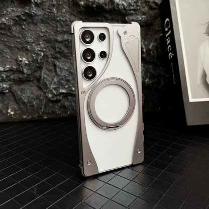 Armor King Stoat Bezel-less MagSafe Transparent PC Back Shockproof Metal Case Cover