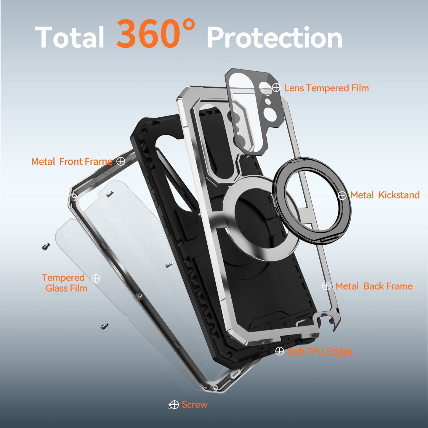 R-Just Kickstand IV MagSafe Lens Protector IP67 Metal Outdoor Military Heavy Duty Case Cover