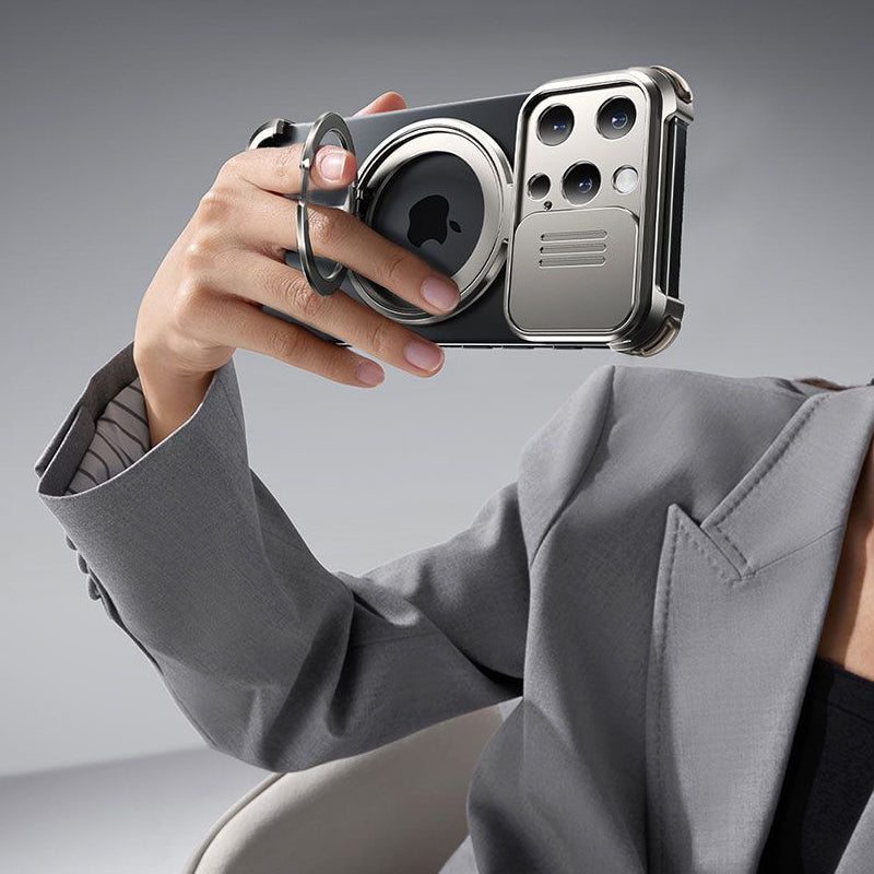 Oatsbasf Hidden π MagSafe Pivot Ring Stand Air Cushion Metal Case Cover