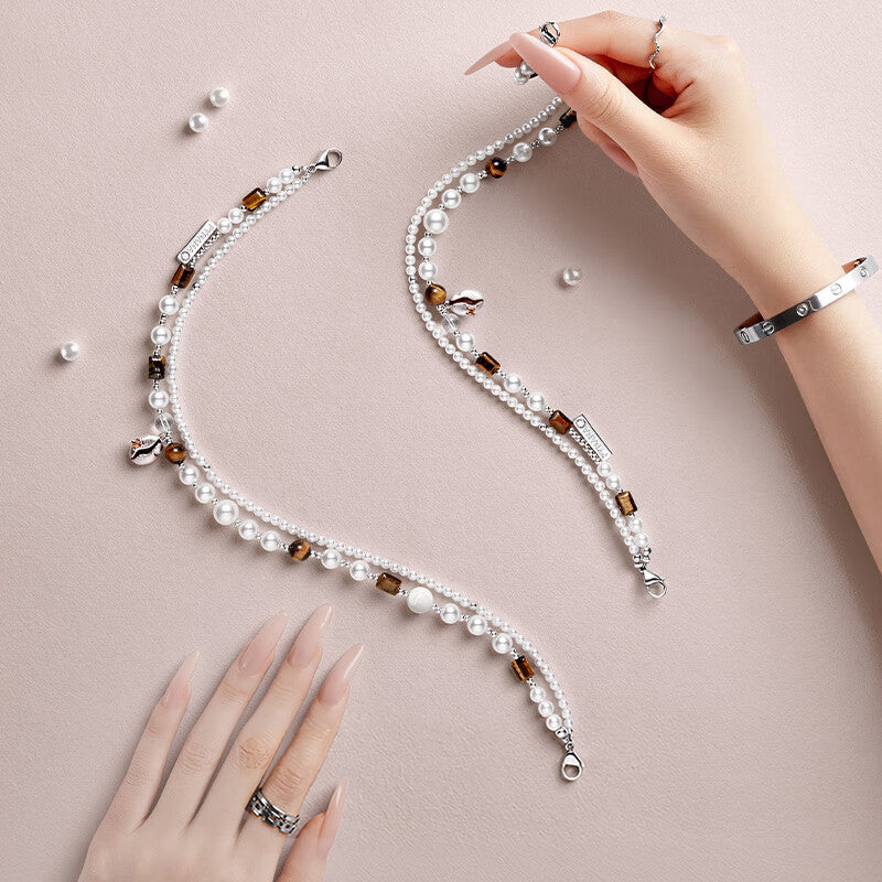 PYNANA Jewelry Aesthetics & Handcraft Hand Chain Phone Charm Beads Strap Pearl Lanyard