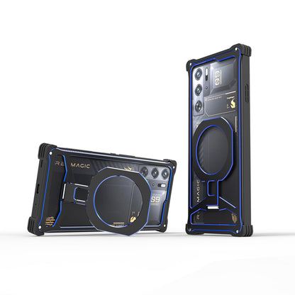 iy Bicolor Iron Palm MagSafe Aluminum Alloy Kickstand Shockproof Metal Case Cover