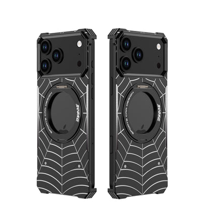 Armor King Spiderweb MagSafe Pivot Ring Stand Shockproof Frameless Metal Case Cover