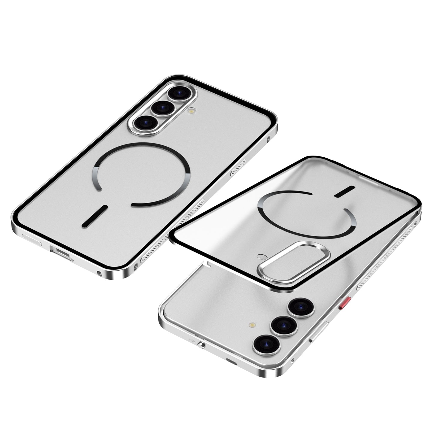 Armor King MagSafe Elastic Buckle Heat Dissipation Metal Bumper Frosted Acrylic Back Case Cover