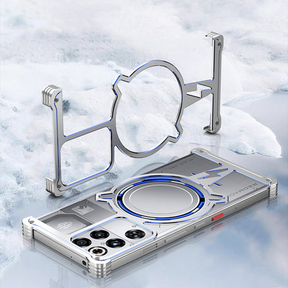 iy Bicolor Thor MagSafe Air Cushion Shockproof Kickstand Metal Case Cover