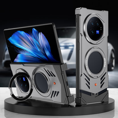 Armor King Supercar MagSafe Pivot Ring Stand Elastic Buckle Frameless Metal Case Cover