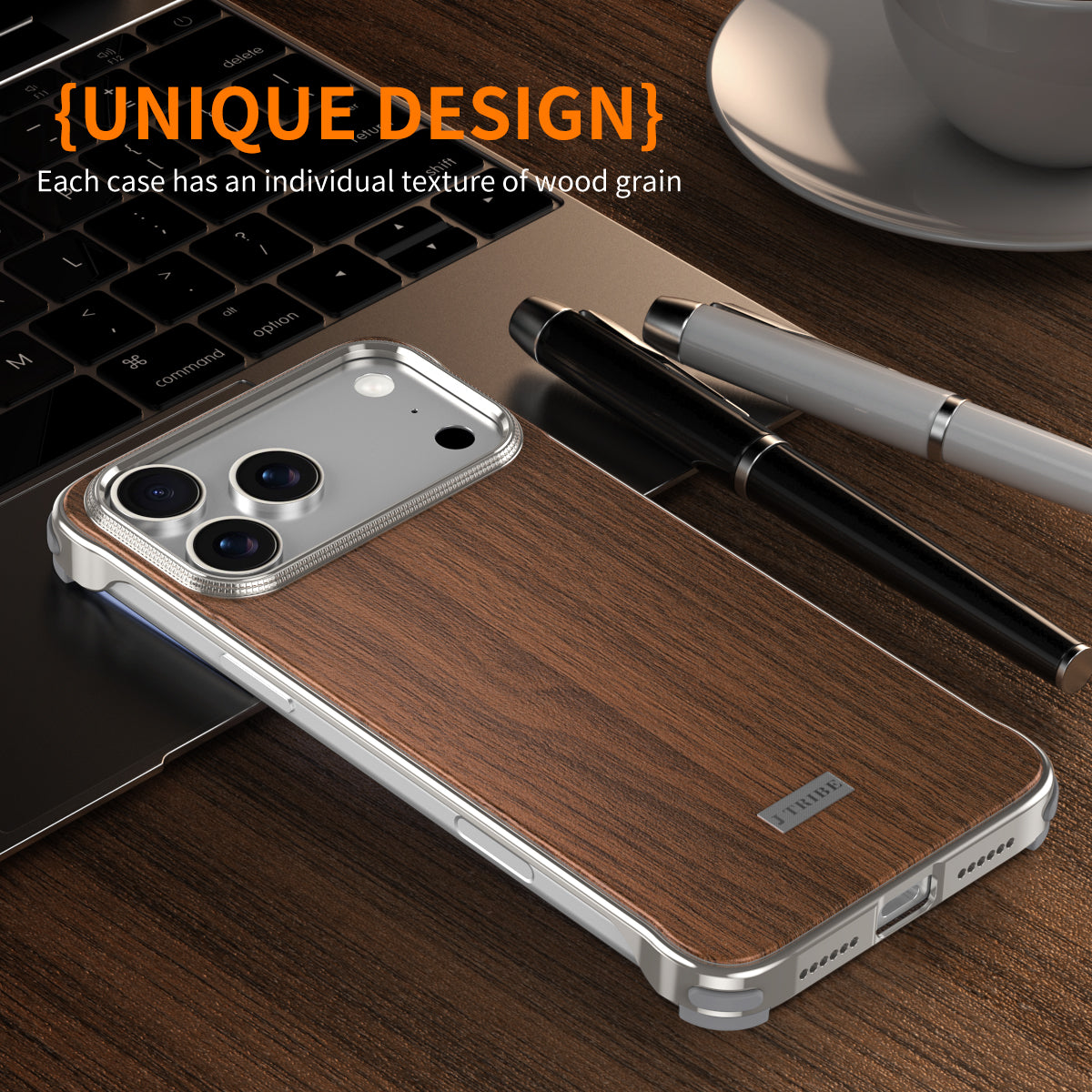 Armor King MagSafe Walnut Wood Back Bezel-less Metal Case Cover