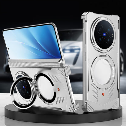 Armor King Supercar MagSafe Pivot Ring Stand Elastic Buckle Frameless Metal Case Cover