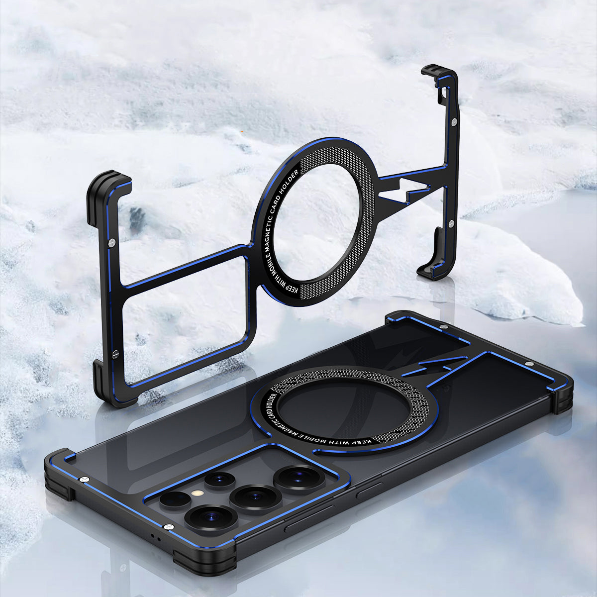 iy Bicolor Thor MagSafe Air Cushion Shockproof Kickstand Metal Case Cover