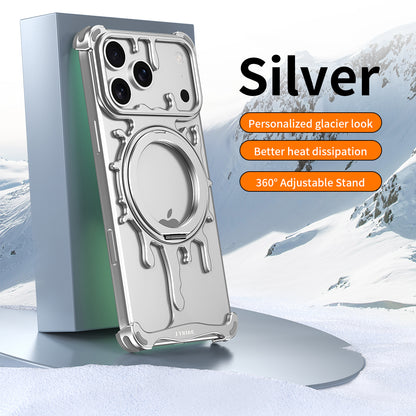 Armor King Glacier MagSafe Pivot Ring Stand Air Cushion Shockproof Metal Case Cover