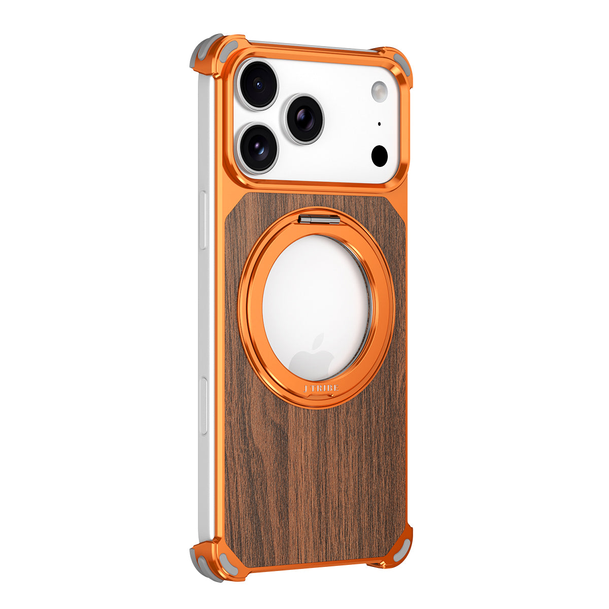 Armor King Yamu MagSafe Pivot Ring Stand Walnut Wood + Metal Case Cover