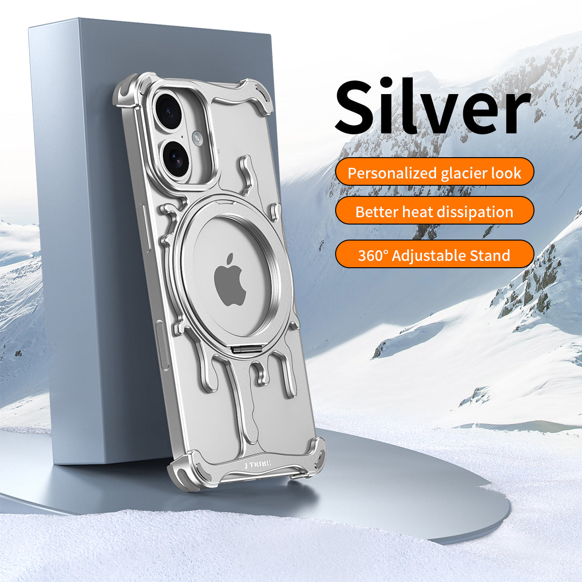 Armor King Glacier MagSafe Pivot Ring Stand Air Cushion Shockproof Metal Case Cover