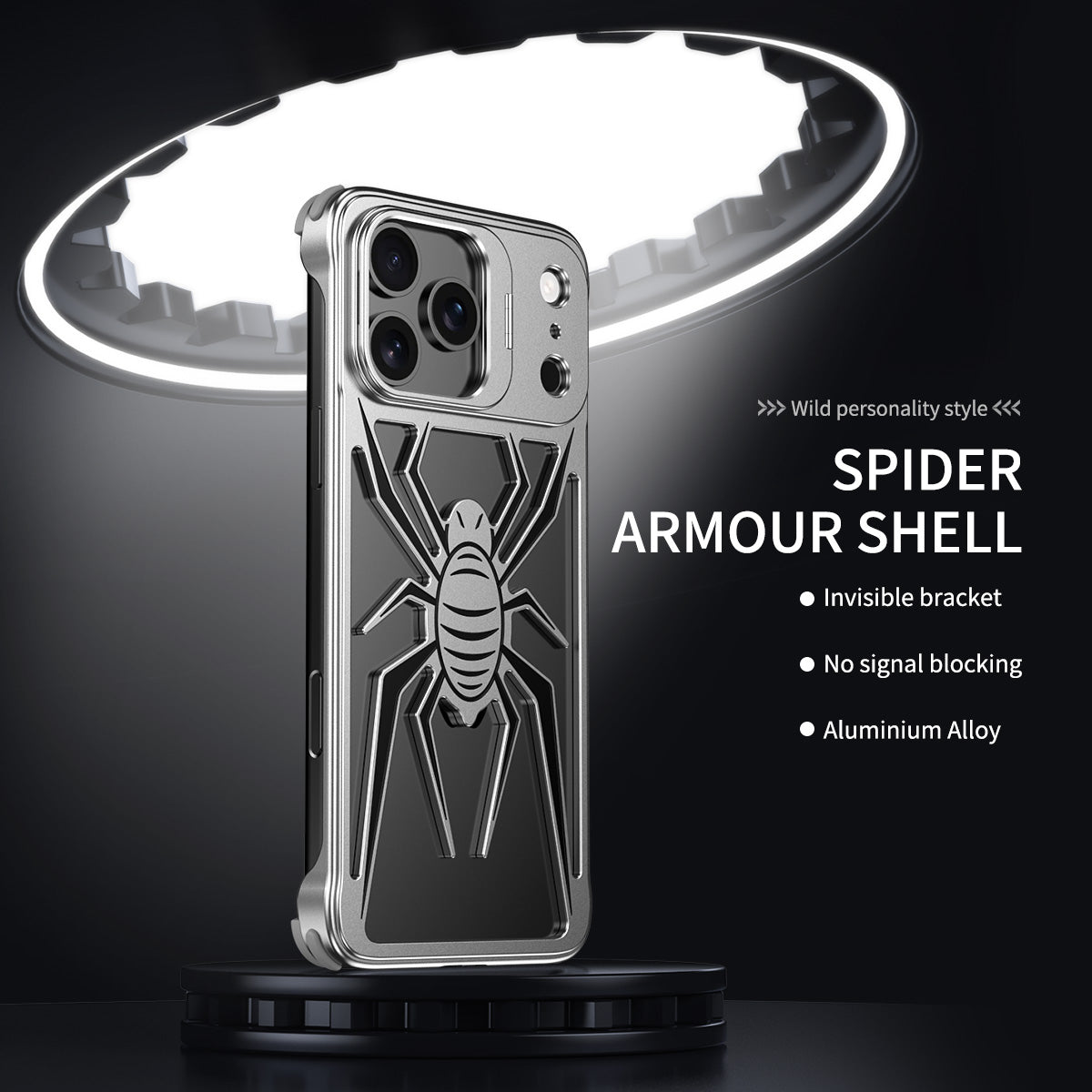 Armor King Spider Aluminum Alloy Lens Kickstand Shockproof Metal Case Cover