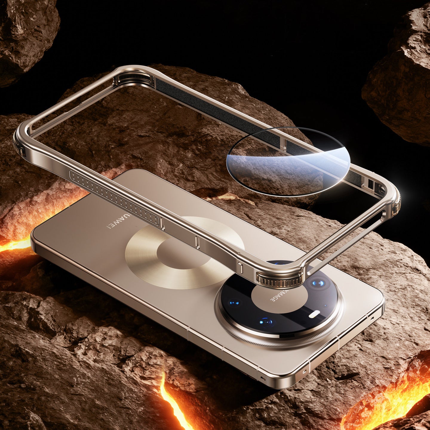 Oatsbasf Dome Shell Lens Protector Air Cushion Shockproof Aluminum Metal Bumper Case Cover
