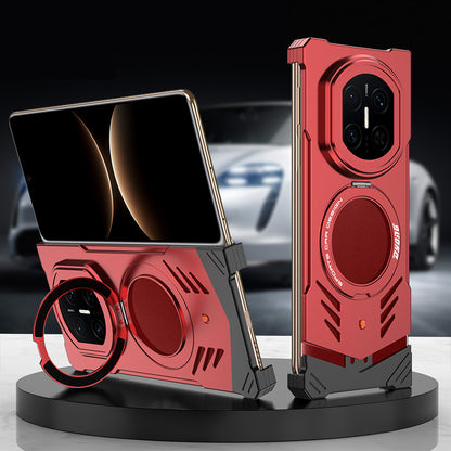 Armor King Supercar MagSafe Pivot Ring Stand Elastic Buckle Frameless Metal Case Cover