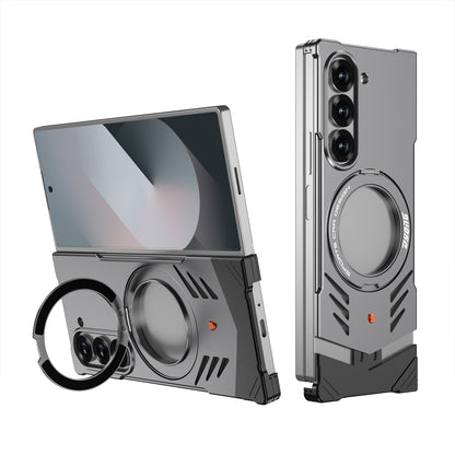 Armor King Supercar MagSafe Pivot Ring Stand Elastic Buckle Frameless Metal Case Cover