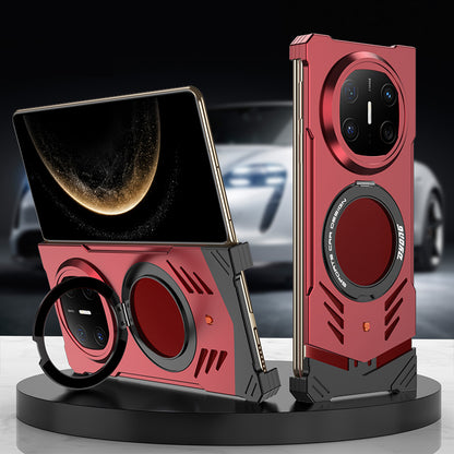 Armor King Supercar MagSafe Pivot Ring Stand Elastic Buckle Frameless Metal Case Cover