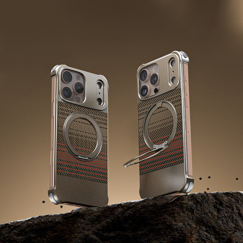 Armor King Bezel-less Leatherette Back Air Cushion MagSafe Metal Case Cover