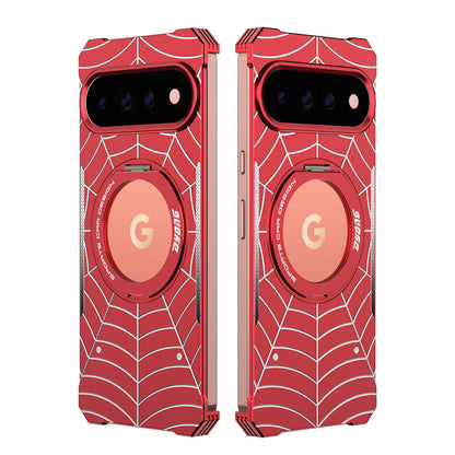 Armor King Spiderweb MagSafe Pivot Ring Stand Shockproof Frameless Metal Case Cover