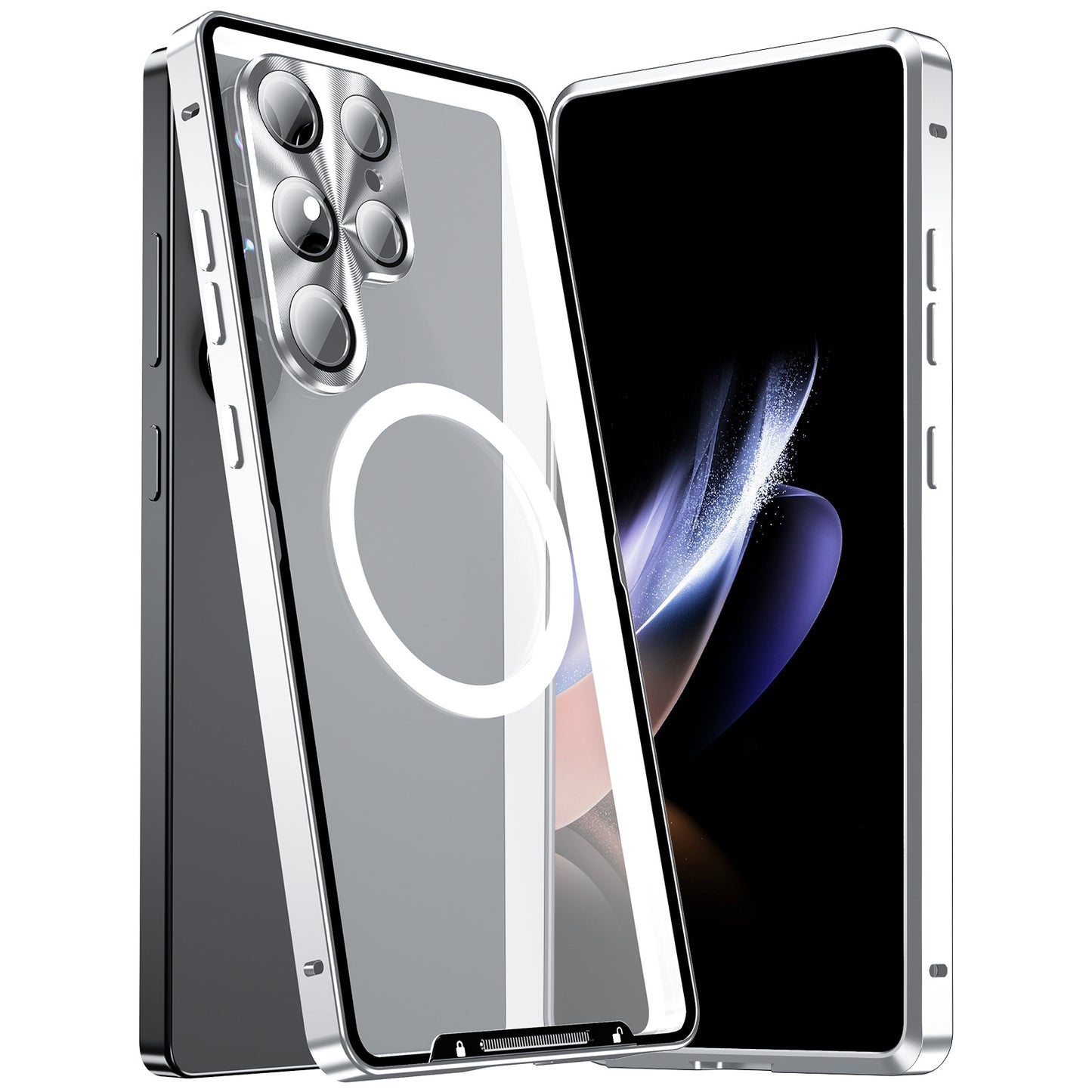Kylin Armor MagSafe Magic Shield Aluminum Metal Bumper Frosted Back Case Cover for Samsung Smartphones