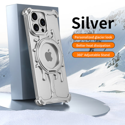 Armor King Glacier MagSafe Pivot Ring Stand Air Cushion Shockproof Metal Case Cover