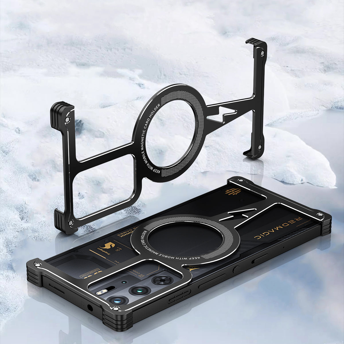 iy Bicolor Thor MagSafe Air Cushion Shockproof Kickstand Metal Case Cover