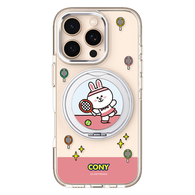 Line Friends MagSafe Pivot Ring Stand Shockproof Transparent Case Cover
