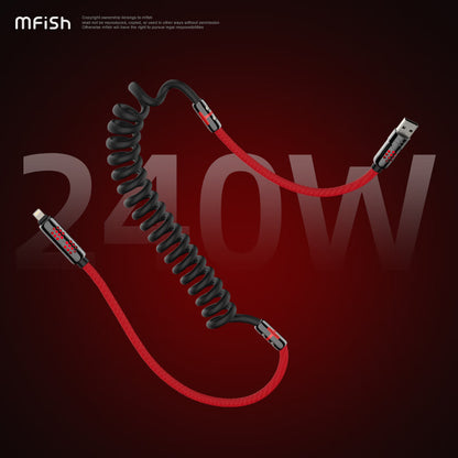 Mfish Armored Dragon VIII 240W USB-A+Type-C to Lightning+Type-C 4-in-1 Elastic Data Cable Charging Line