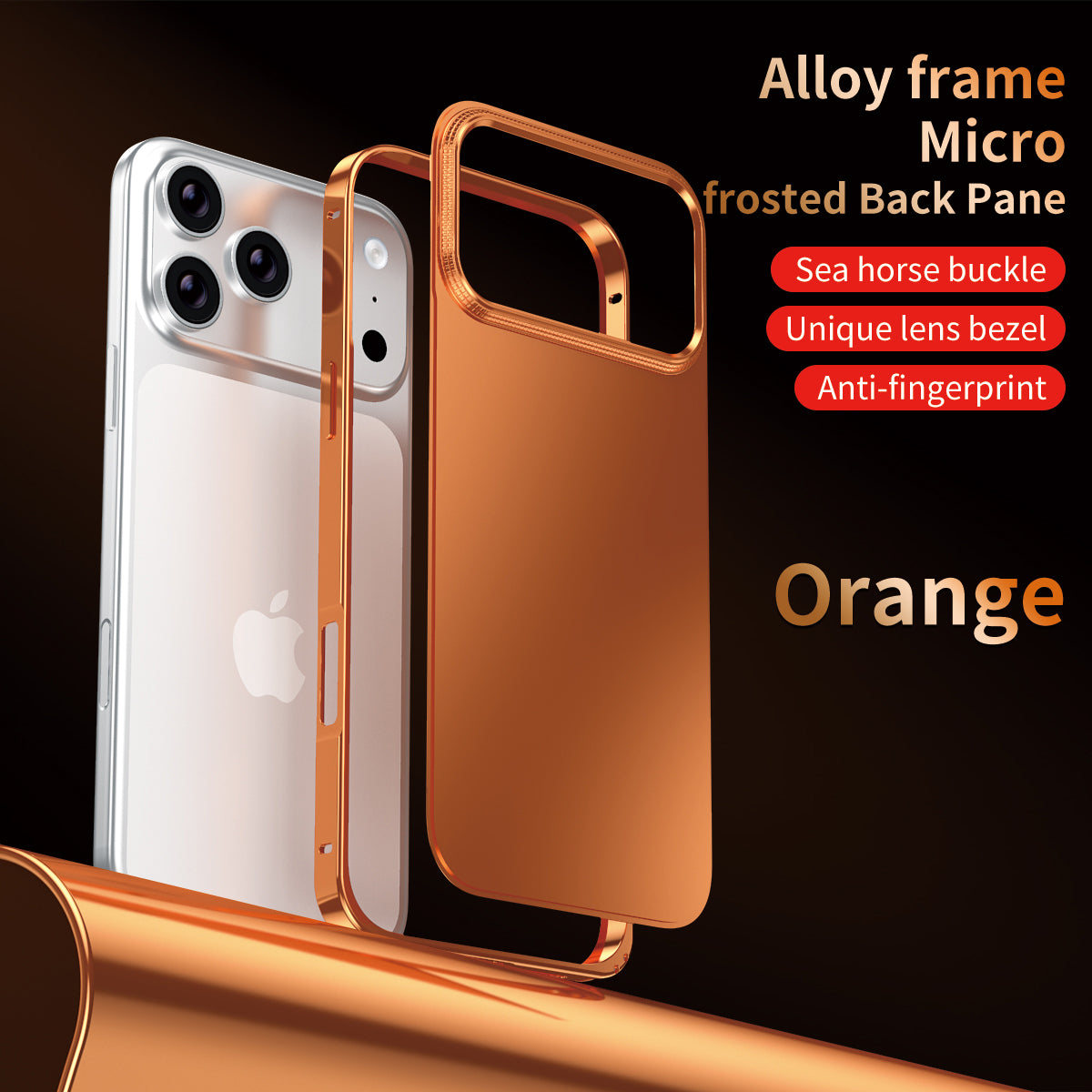 Armor King Sea Horse Buckle Aluminum Alloy Frame Micro-frosted Back Plane Cover Case