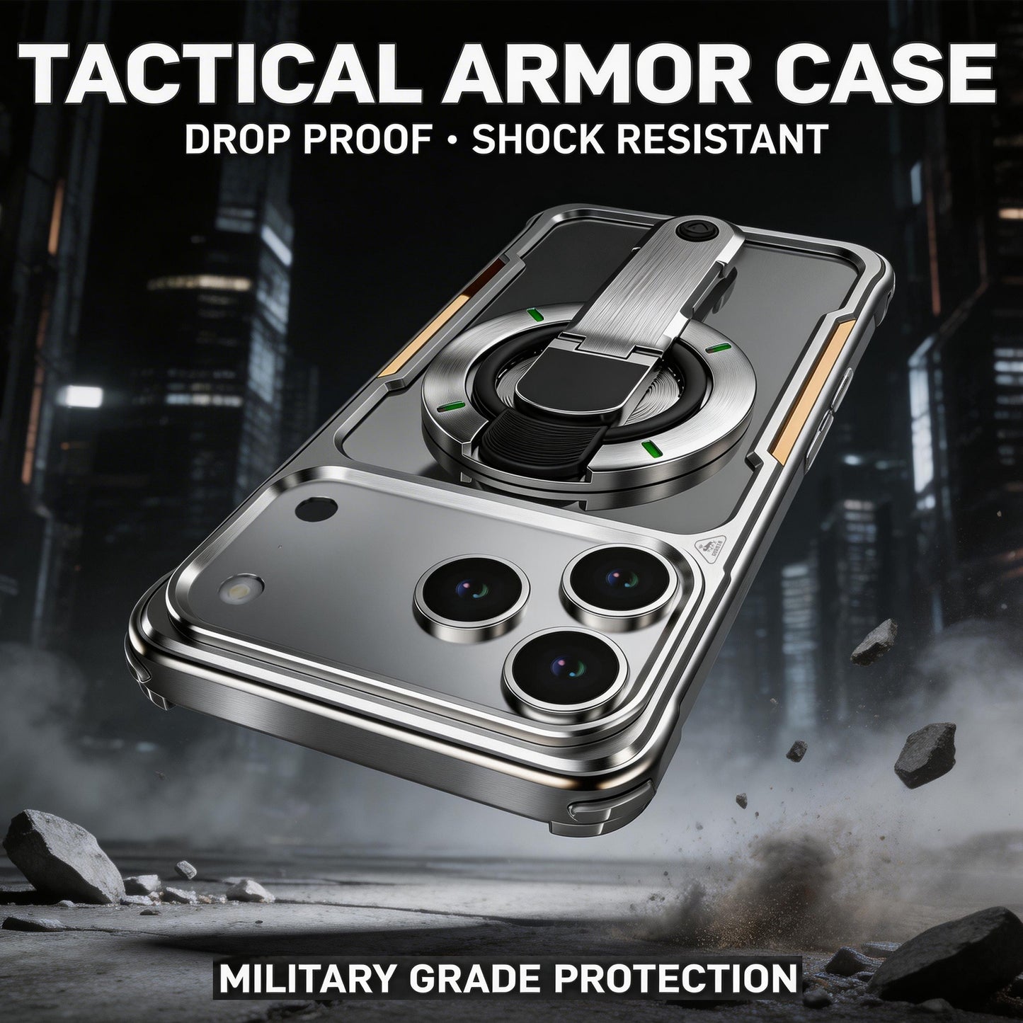 Luphie Mecha Armor Metal Case Cover with Magnetic Ring Holder MagSafe Bracket