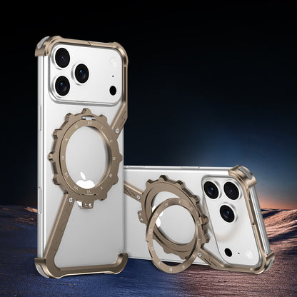Armor King Z Mechanical Gear MagSafe Pivot Ring Stand Air Cushion Luminous Metal Case Cover