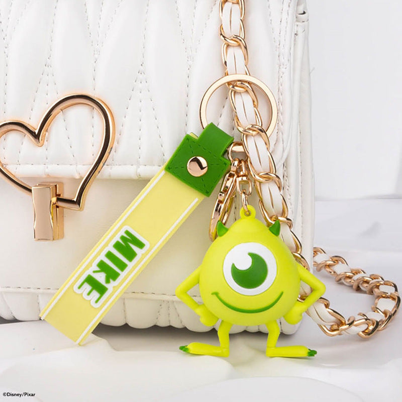 monsters inc keychain Disney Monsters, Inc. Mike Figure Key Ring Doll Pendant Keychain Anti-lost Lanyard