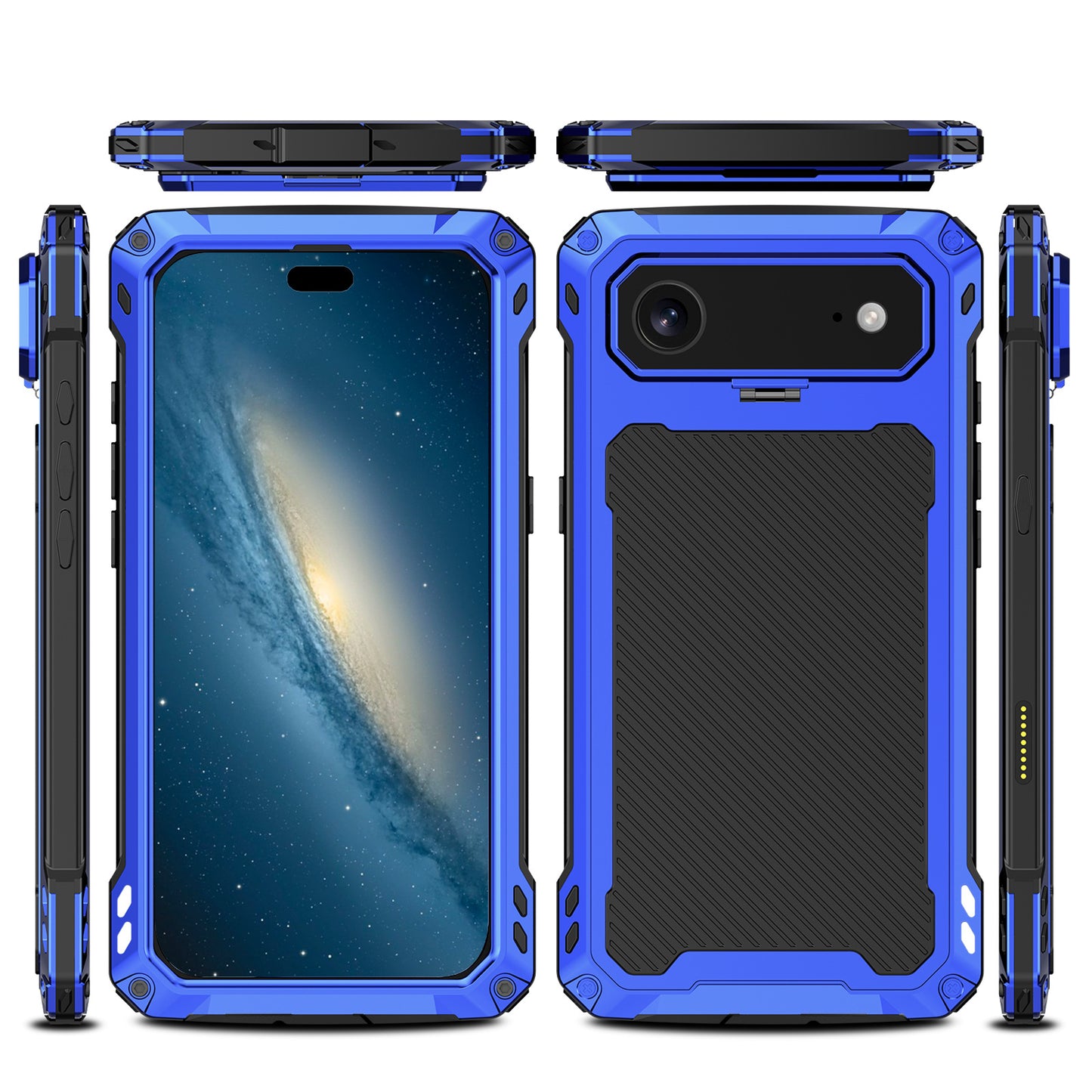 Armor King Silver Shield MagSafe Lens Protector Kickstand Military Heavy Duty Metal Case