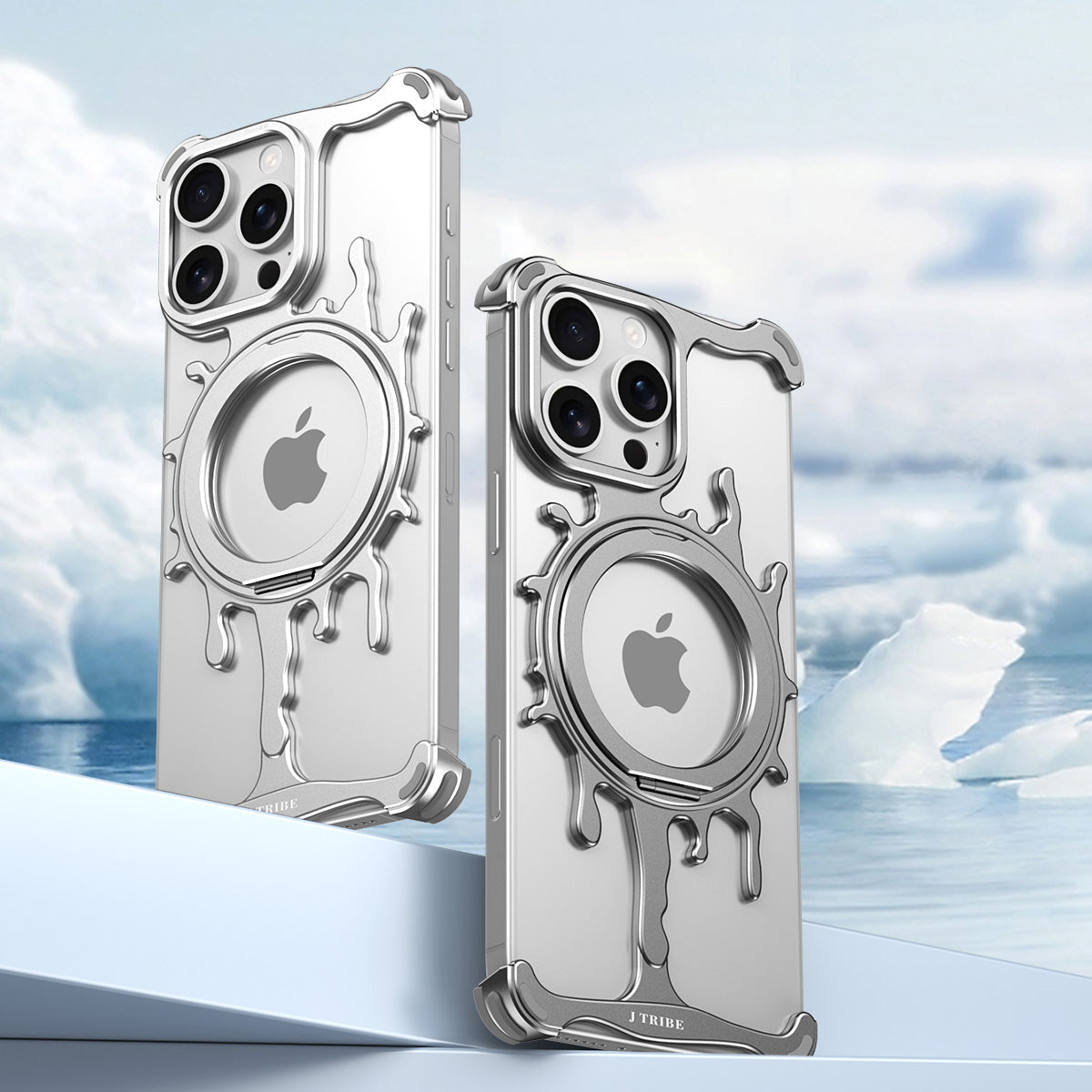 Armor King Glacier MagSafe Pivot Ring Stand Air Cushion Shockproof Metal Case Cover