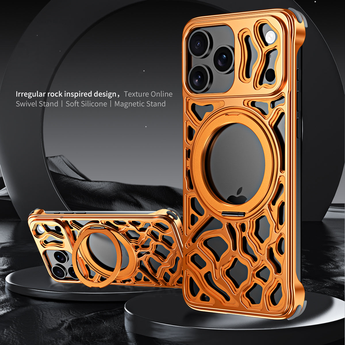 Armor King Rocky Clouds MagSafe Pivot Ring Stand Air Cushion Metal Case Cover