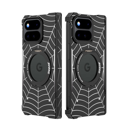 Armor King Spiderweb MagSafe Pivot Ring Stand Shockproof Frameless Metal Case Cover