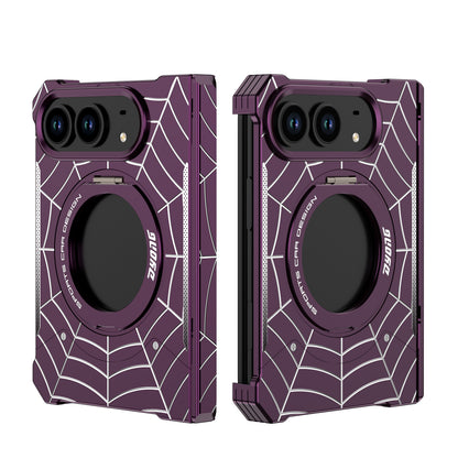 Armor King Spiderweb MagSafe Pivot Ring Stand Shockproof Frameless Metal Case Cover