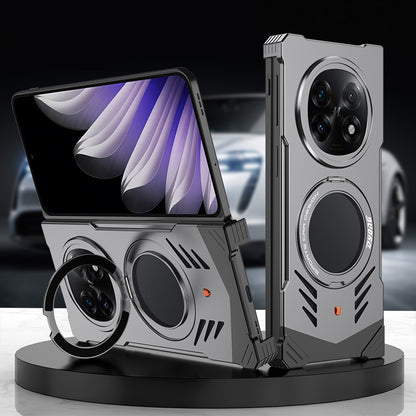 Armor King Supercar MagSafe Pivot Ring Stand Elastic Buckle Frameless Metal Case Cover