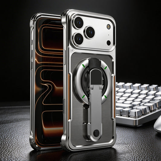 Luphie Mecha Armor Metal Case Cover with Magnetic Ring Holder MagSafe Bracket